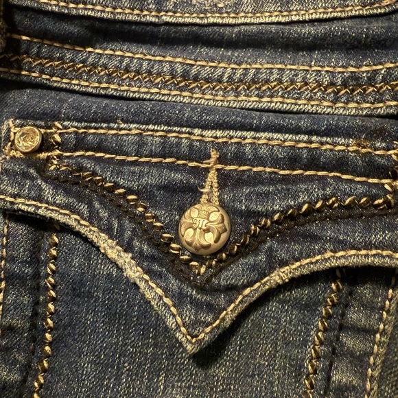 Miss Me Blue Skinny Jeans with Vintage Distress size 27 - Picture 8 of 9